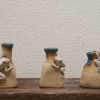 カエル小瓶・陶土、半磁土、釉・2015