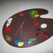 frog clock・石粉粘土、木材、時計パーツ、アクリル絵具・2010